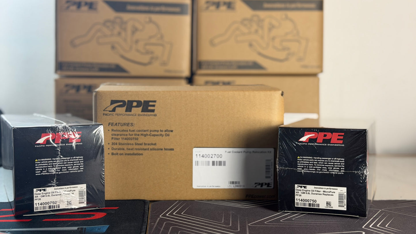 2 PPE Power Deep MicroPure XR® Engine Oil Filters w/ Relocation Kit- 20-26 L5P Duramax